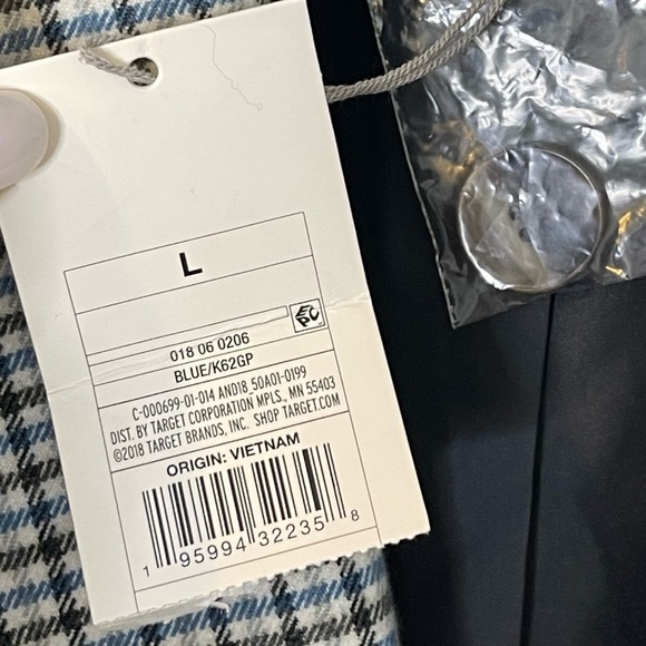 A New Day Oversized Plaid One Button Blazer Size L Pocket Blue Gray Academia NEW - Picture 11 of 15